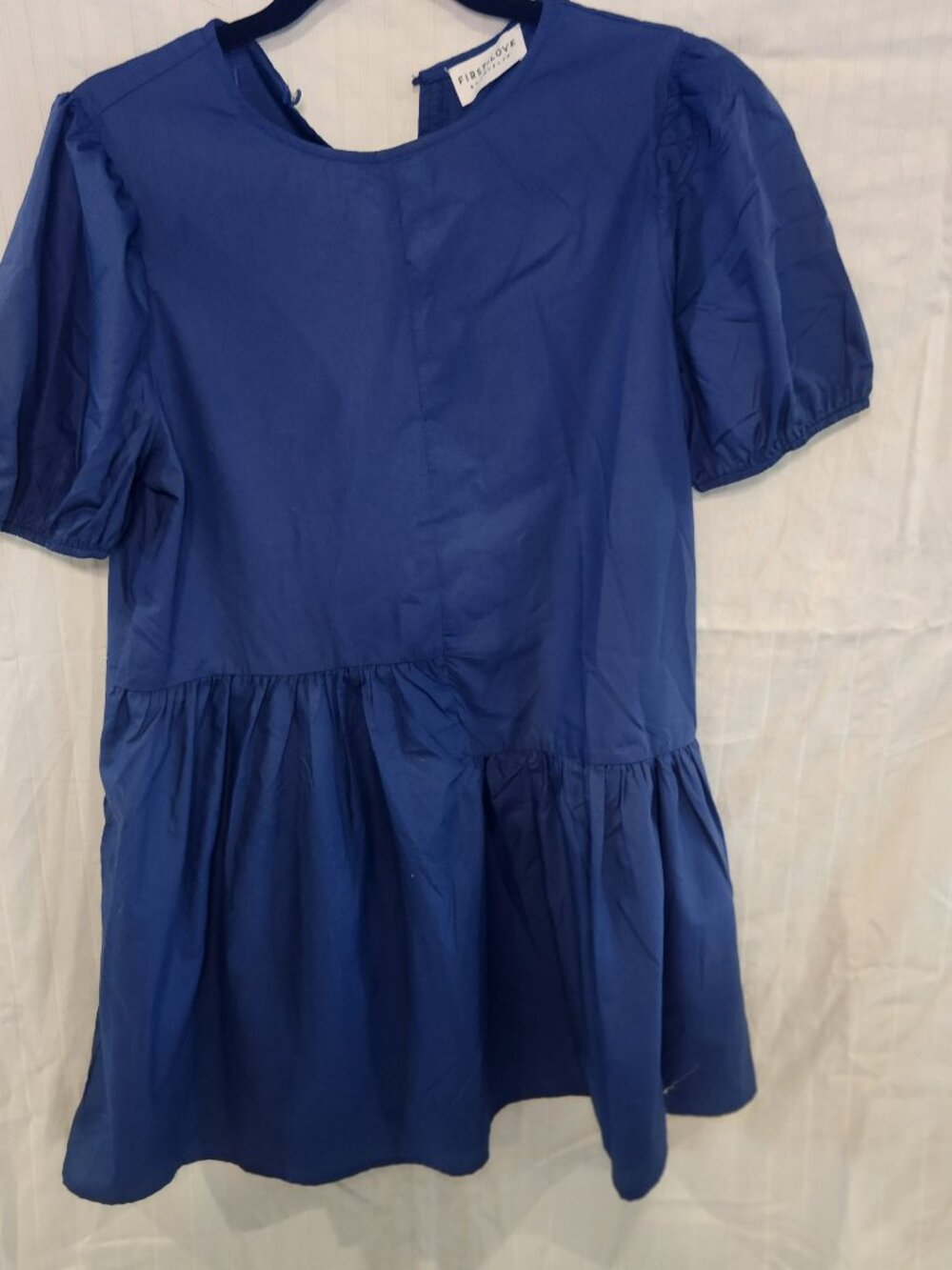 First Love by Lovelyn Blue Cotton Blend High Low Ruffle Puff Sleeve Dress